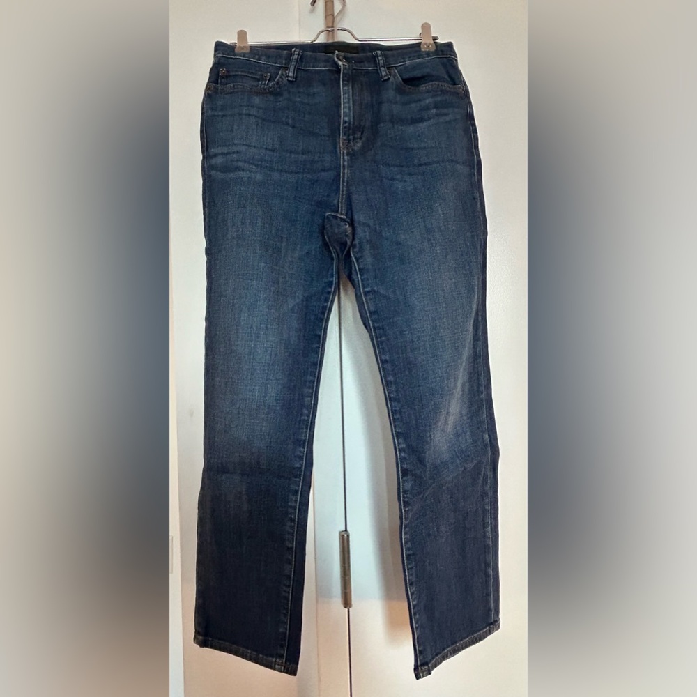 Uniqlo mid-rise dark wash girlfriend style jeans